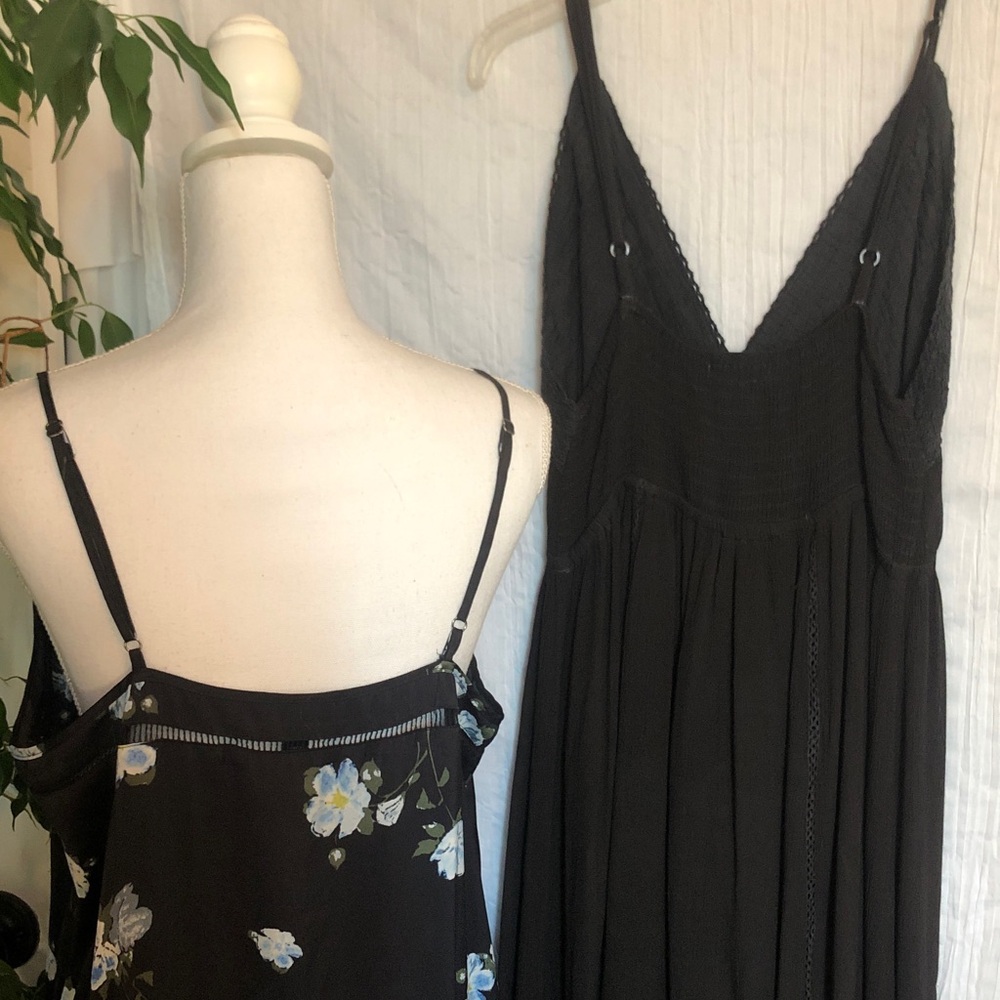 MOSSIMO & YOUNG USA size L black crinkle & floral maxi sun summer dresses - Picture 8 of 15